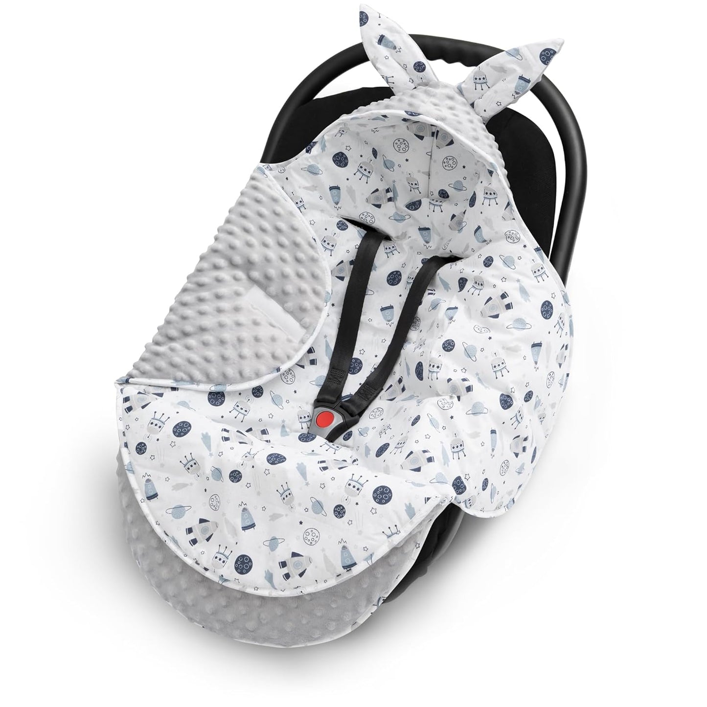 Einschlagdecke für Babyschalen und Kinderwagen mit 3-Punktgurtsystem, Grau - Kosmos