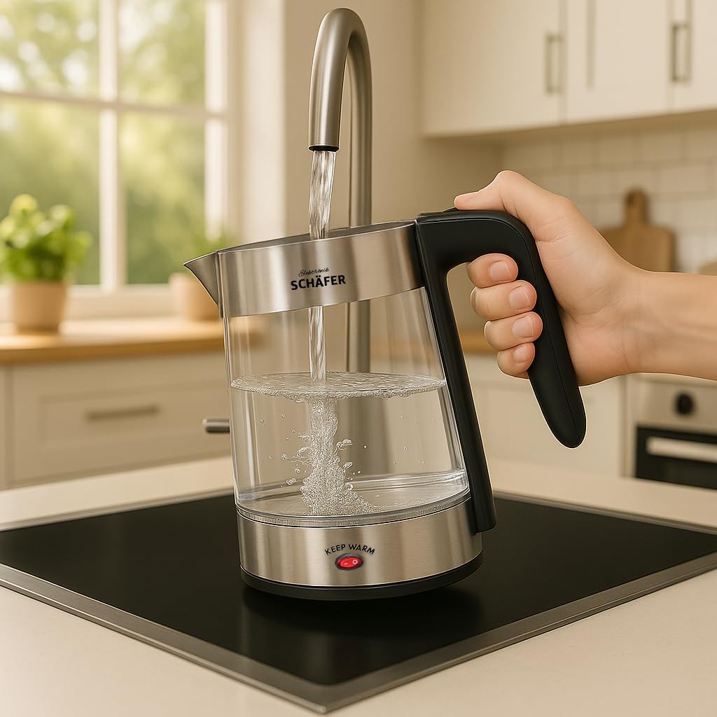 Tee- und Wasserkocher mit Teesieb und Abschaltautomatik, Alya-silber