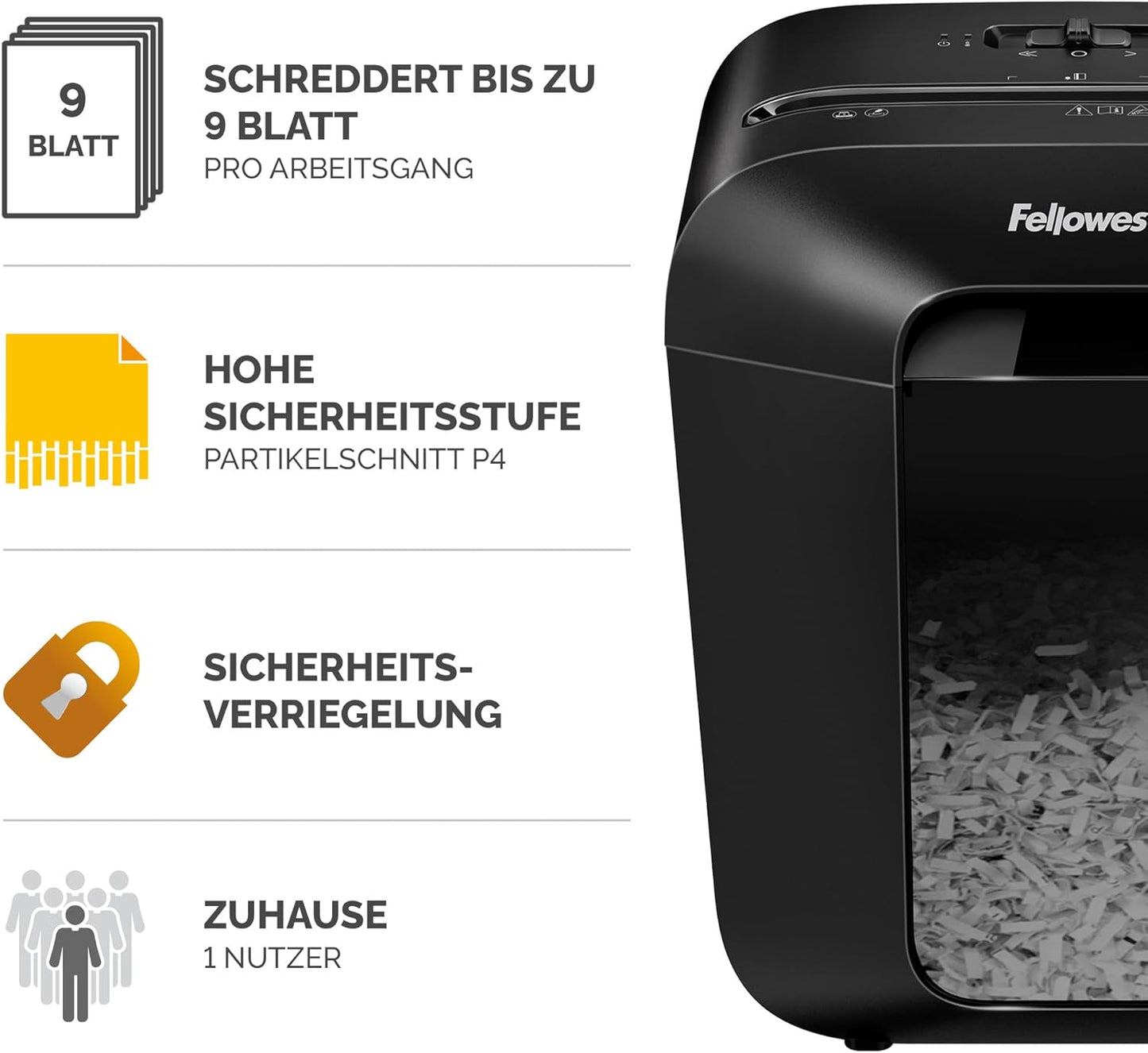 Powershred LX50, 9 Blatt / LX50 – 9 Blatt – Cross Cut – 17 Liter Papierkorb