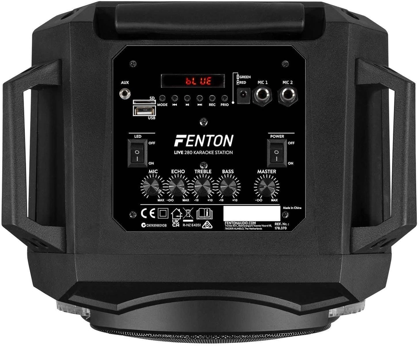 LIVE280 Karaoke-Anlage mit Mikrofonen und LED-Lautsprecher