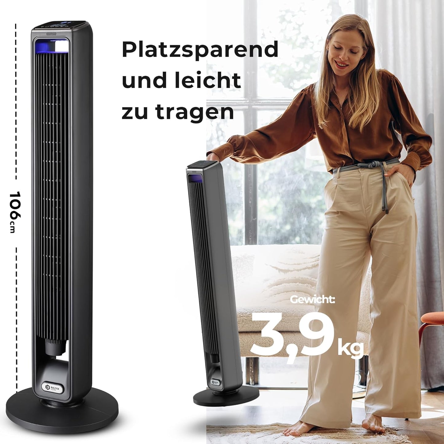 Turmventilator mit Fernbedienung und Timer, 106 CM