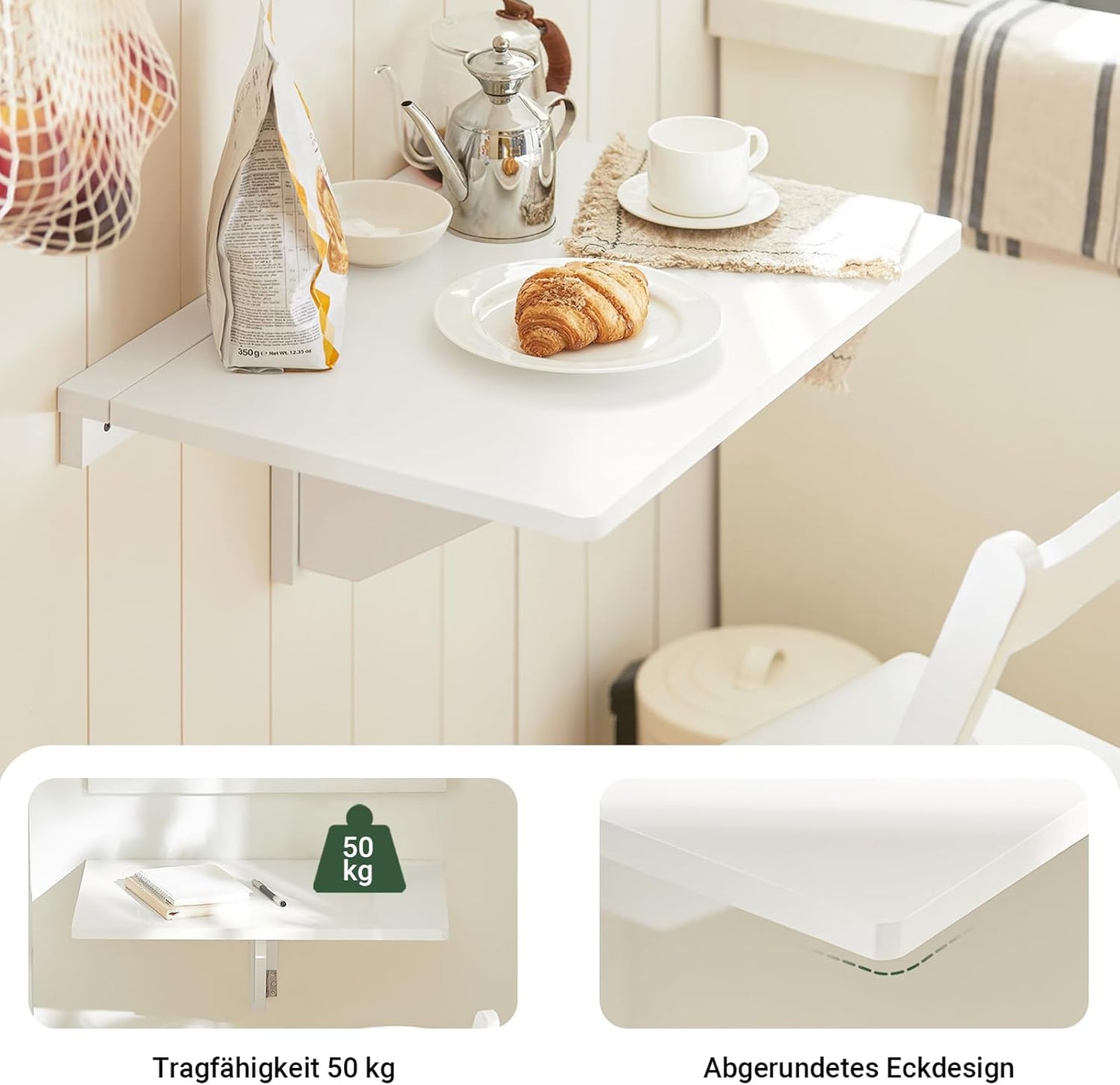 Wandklapptisch, Weiss