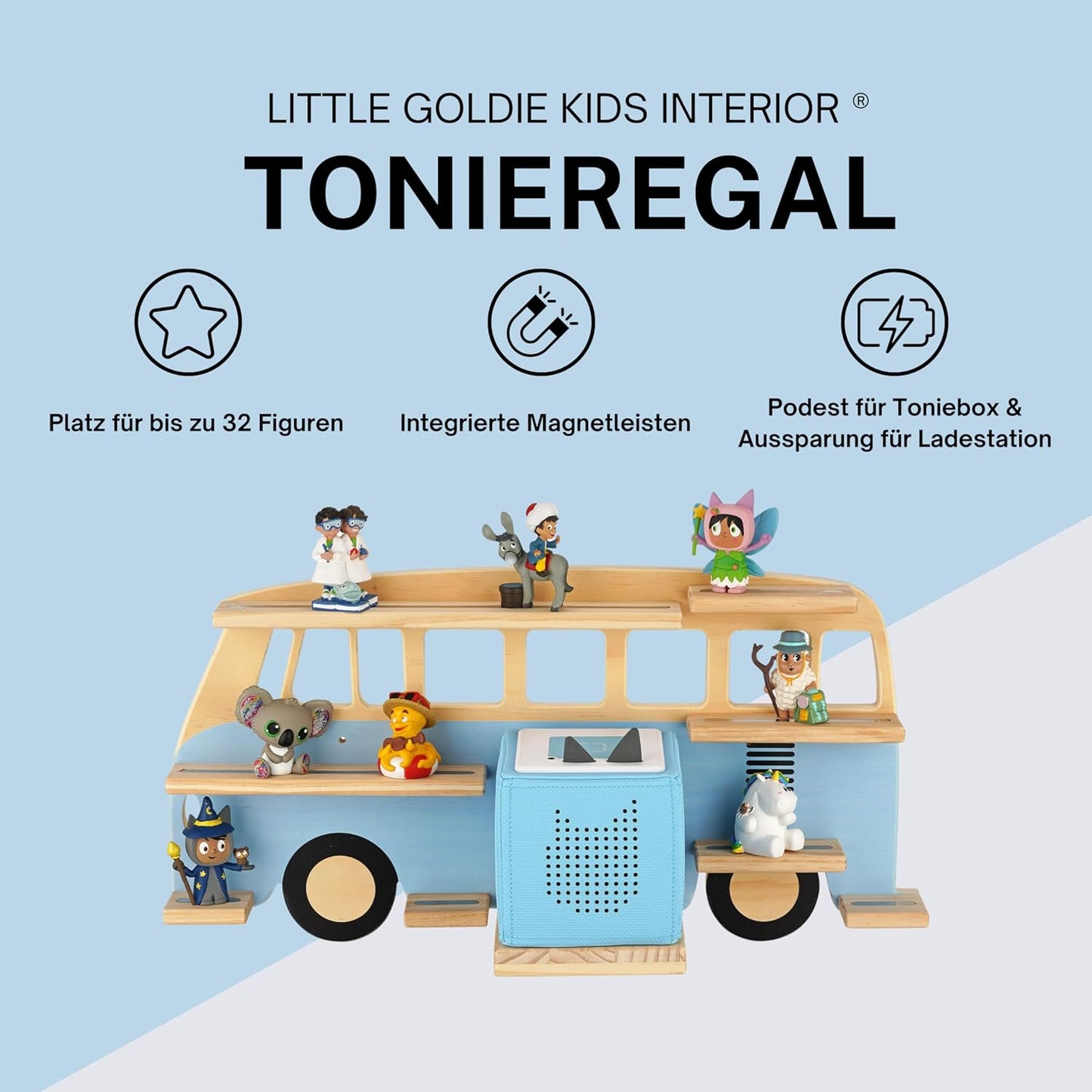 Magnetisches Tonie Regal im Bus-Design für 32 Figuren