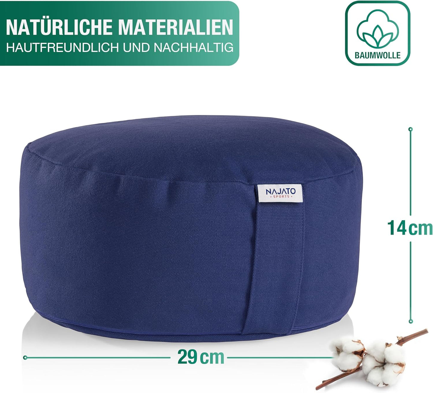 Meditationskissen mit Yogagurt, Dunkelblau