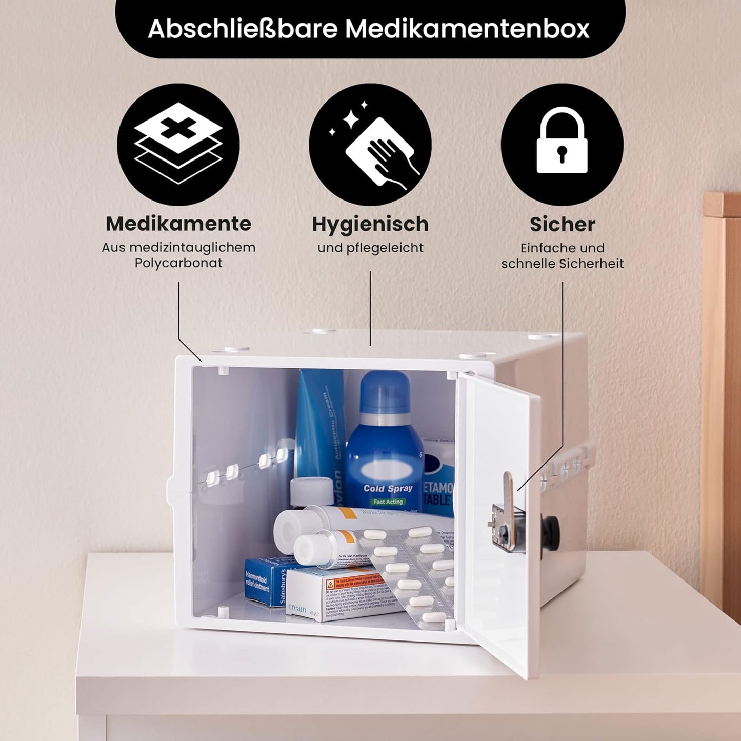Abschliessbare Aufbewahrungsbox One mit Zahlenschloss, Opalweiss