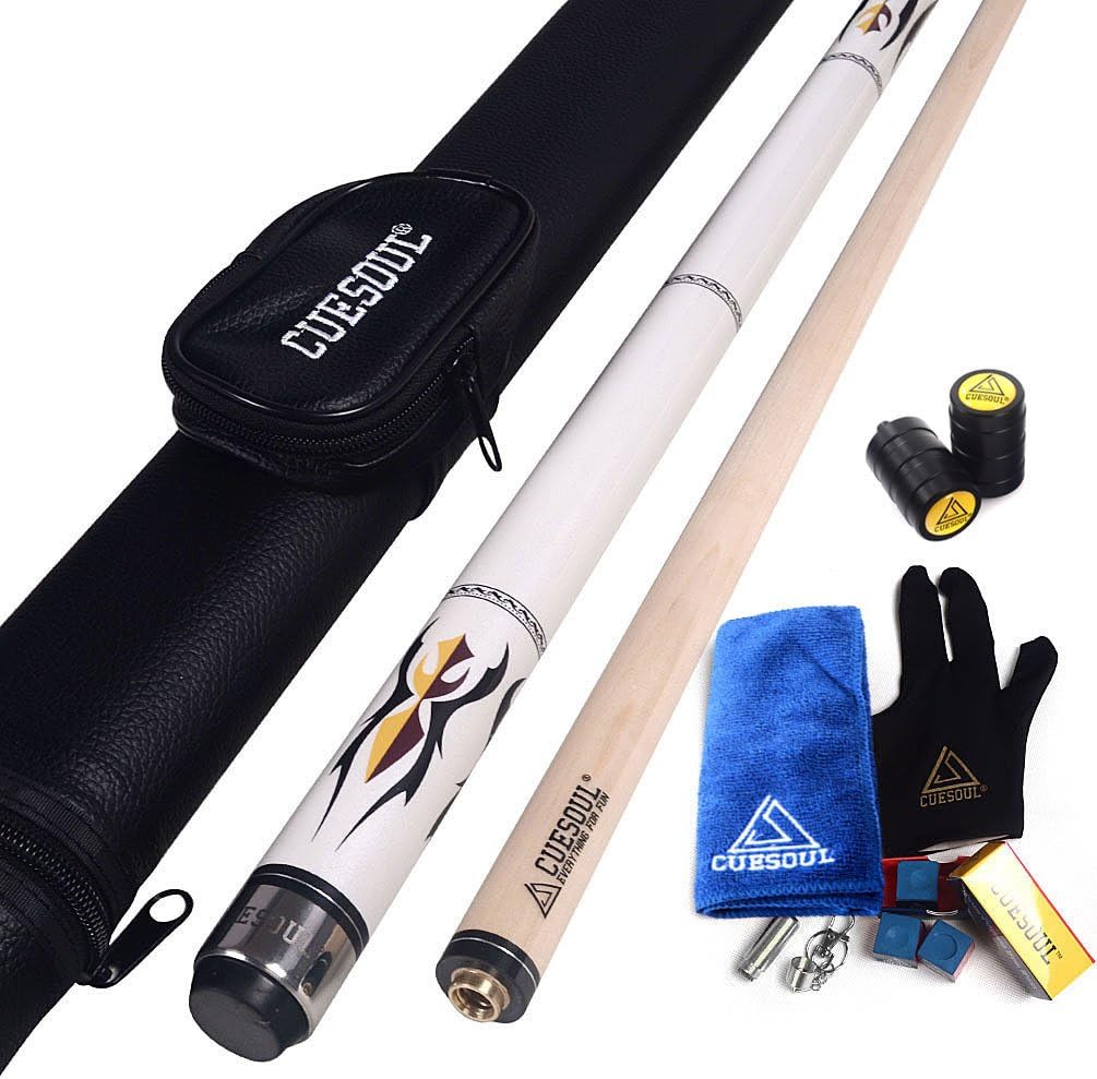 2-teiliger Billiard Queue mit Tasche und Zubehör, white+CASE 11.5mm