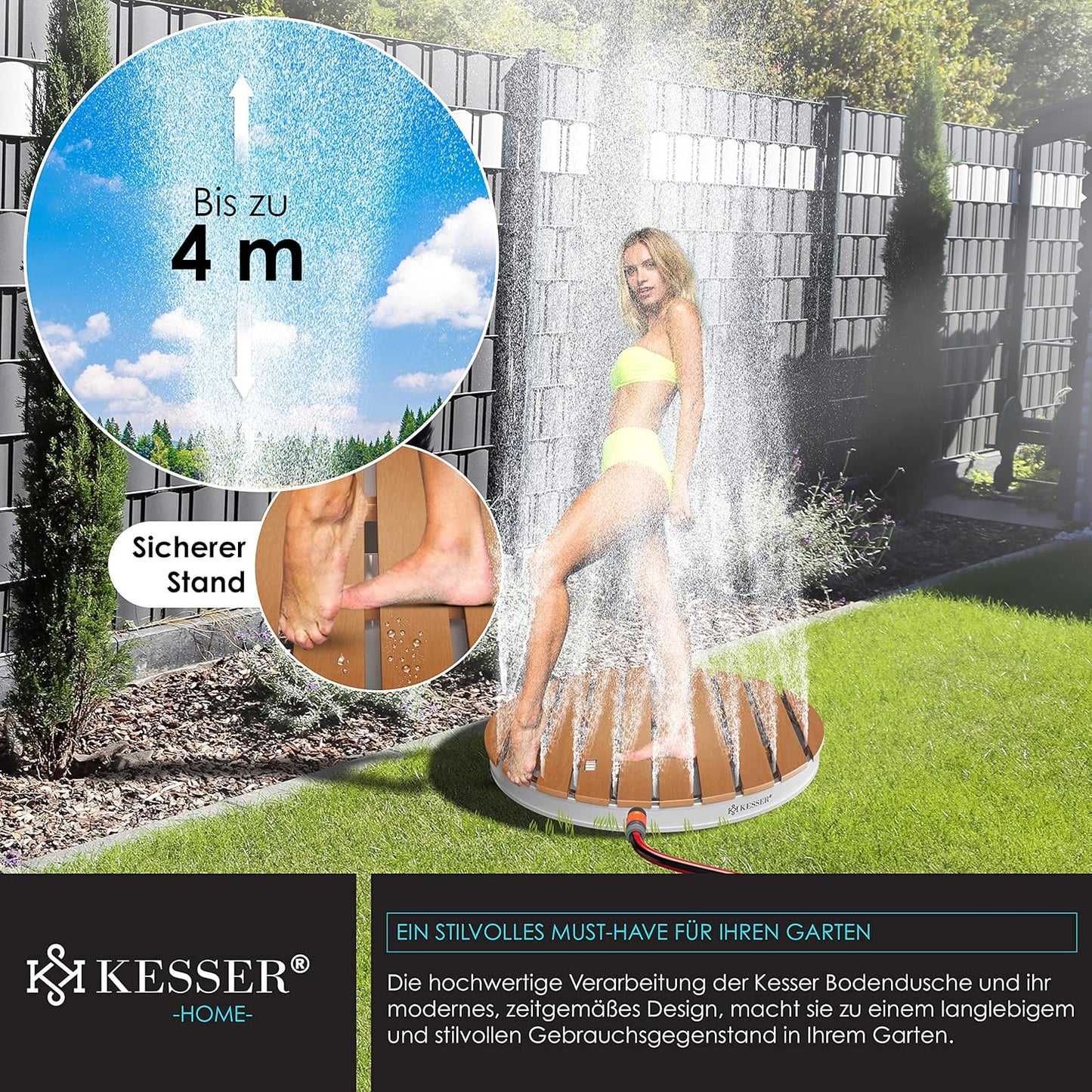 Garten Bodendusche, Braun Rund