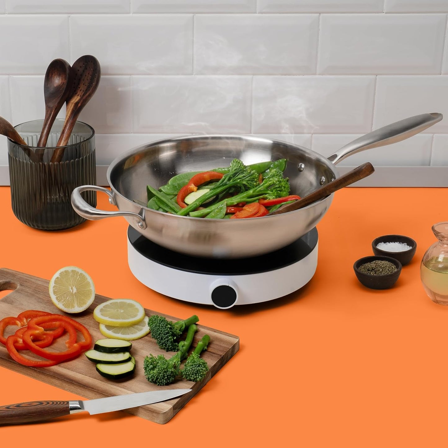 Wok mit ofenfestem Deckel, Wok 30 cm