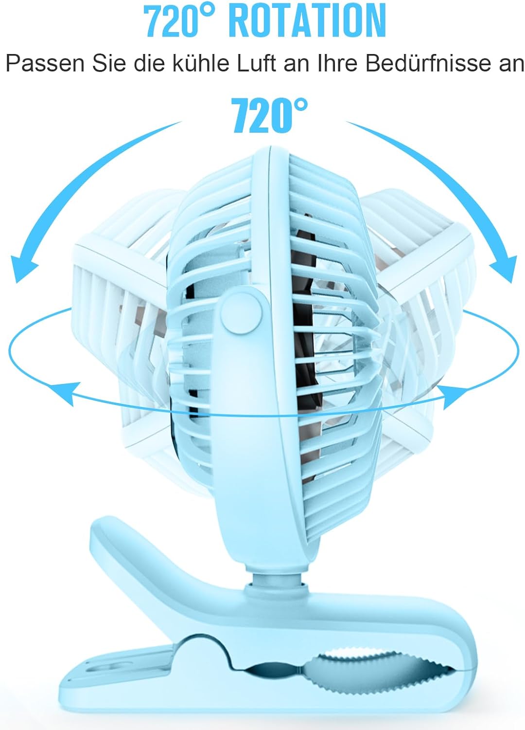 Mini Ventilator mit Clip, Blau