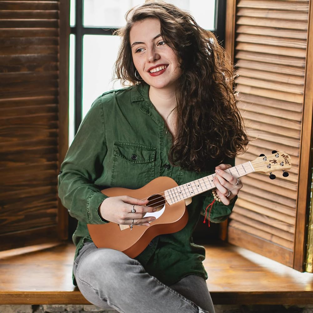 Konzert-Ukulele-Set mit Zubehör, 23 Zoll Braun