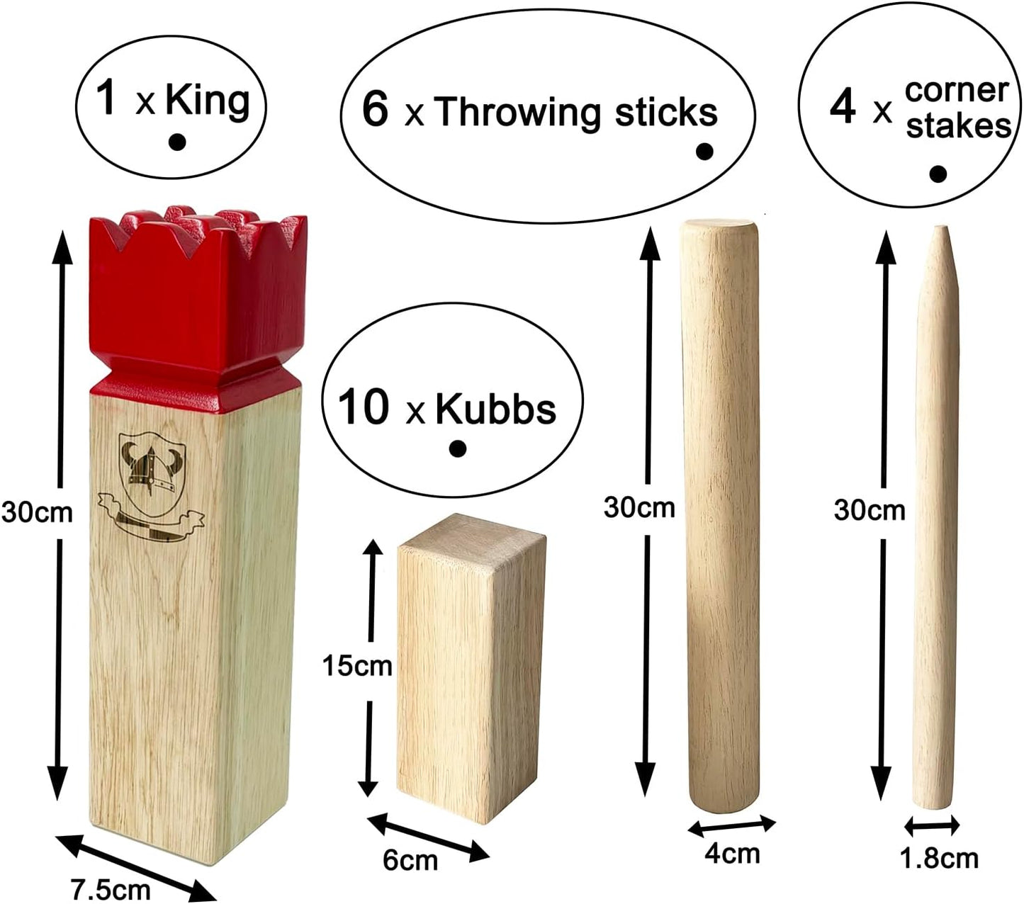 Kubb Wurfspiel mit Tragetasche, mit Tragetasche Regulation Size