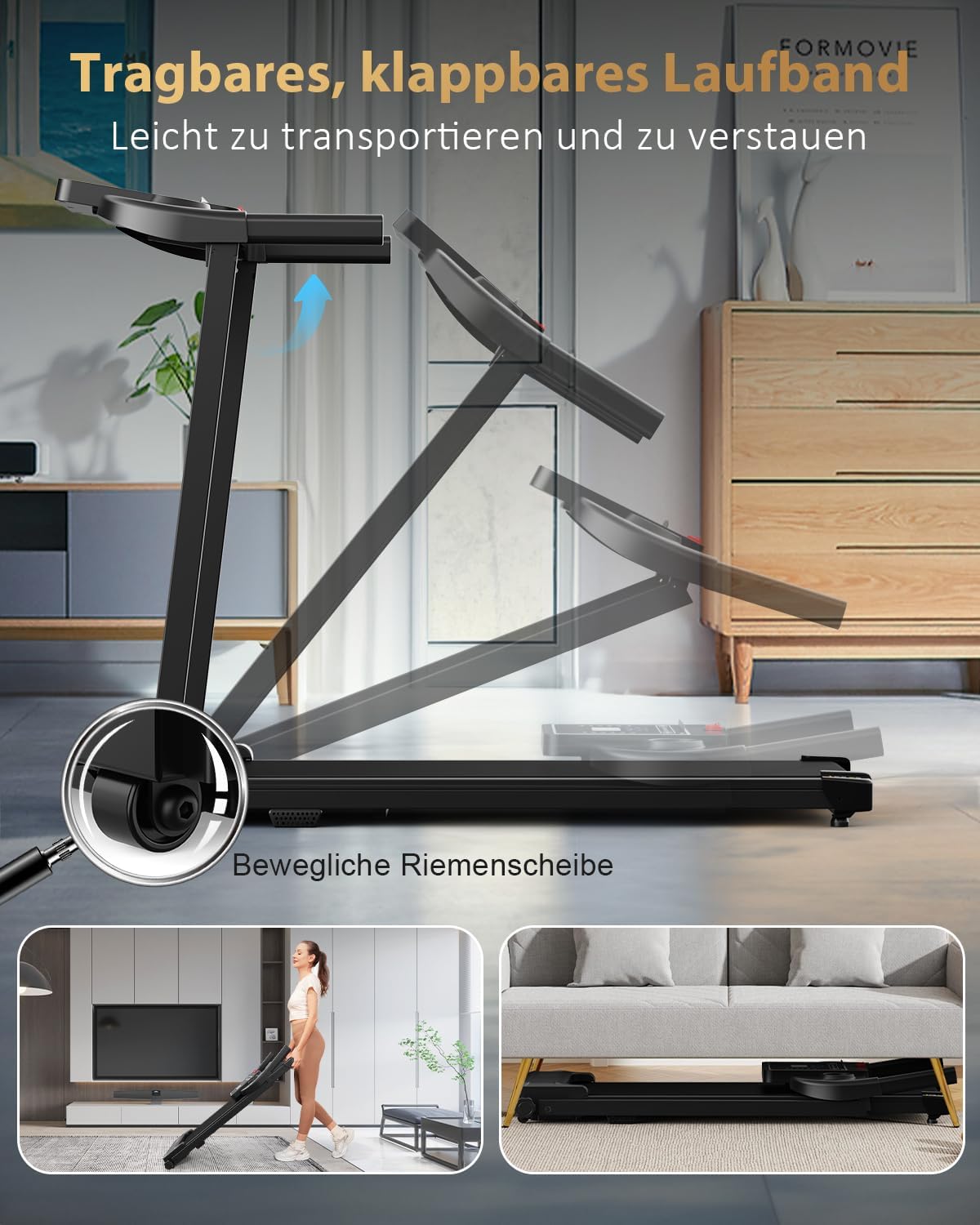 Klappbares Laufband für Zuhause & Büro, Black