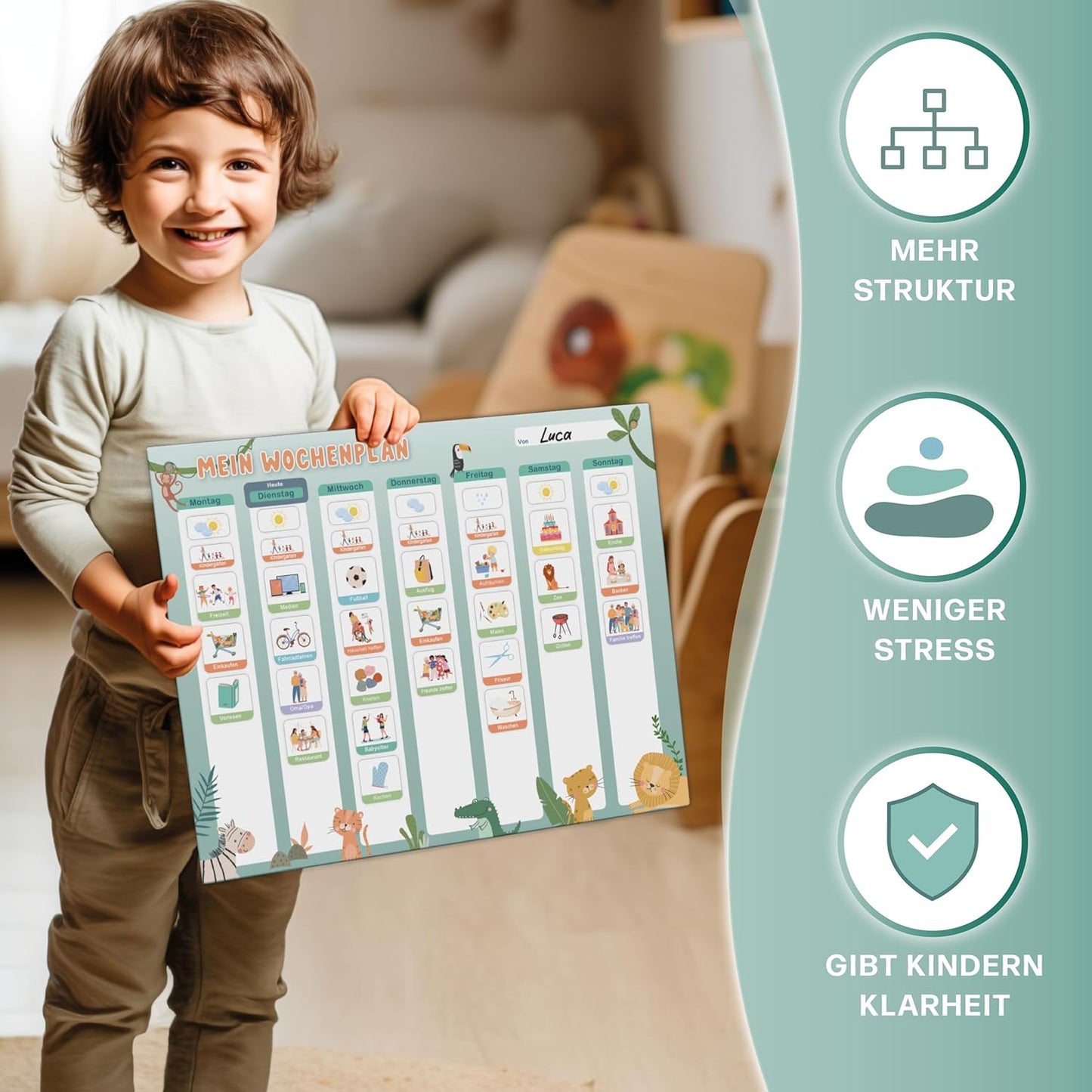 Wochenplaner für Kinder, Wochenplan