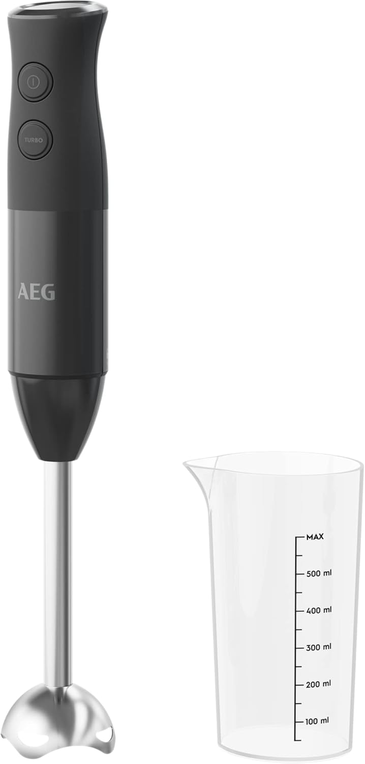 Stabmixer mit Edelstahl-Klingen und Smoothie-Becher, Standard Schwarz