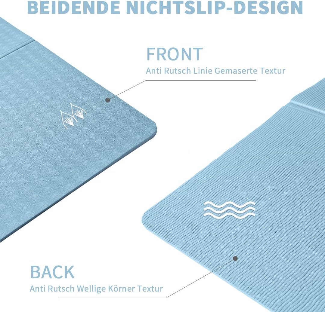 Klappbare Rutschfeste Yogamatte, Blau 183*61*0.6cm