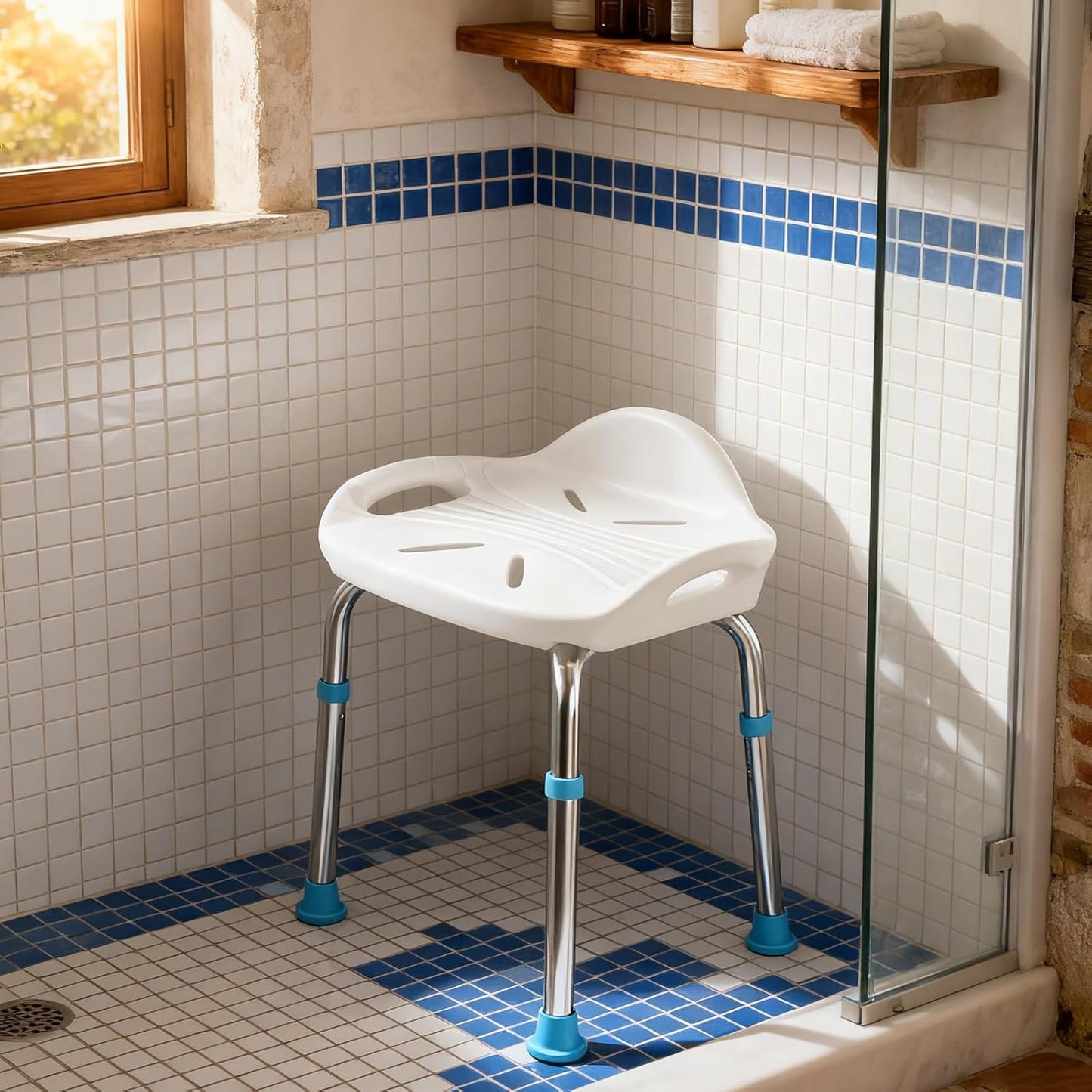 Duschhocker für Senioren, White Wide 48.6cm