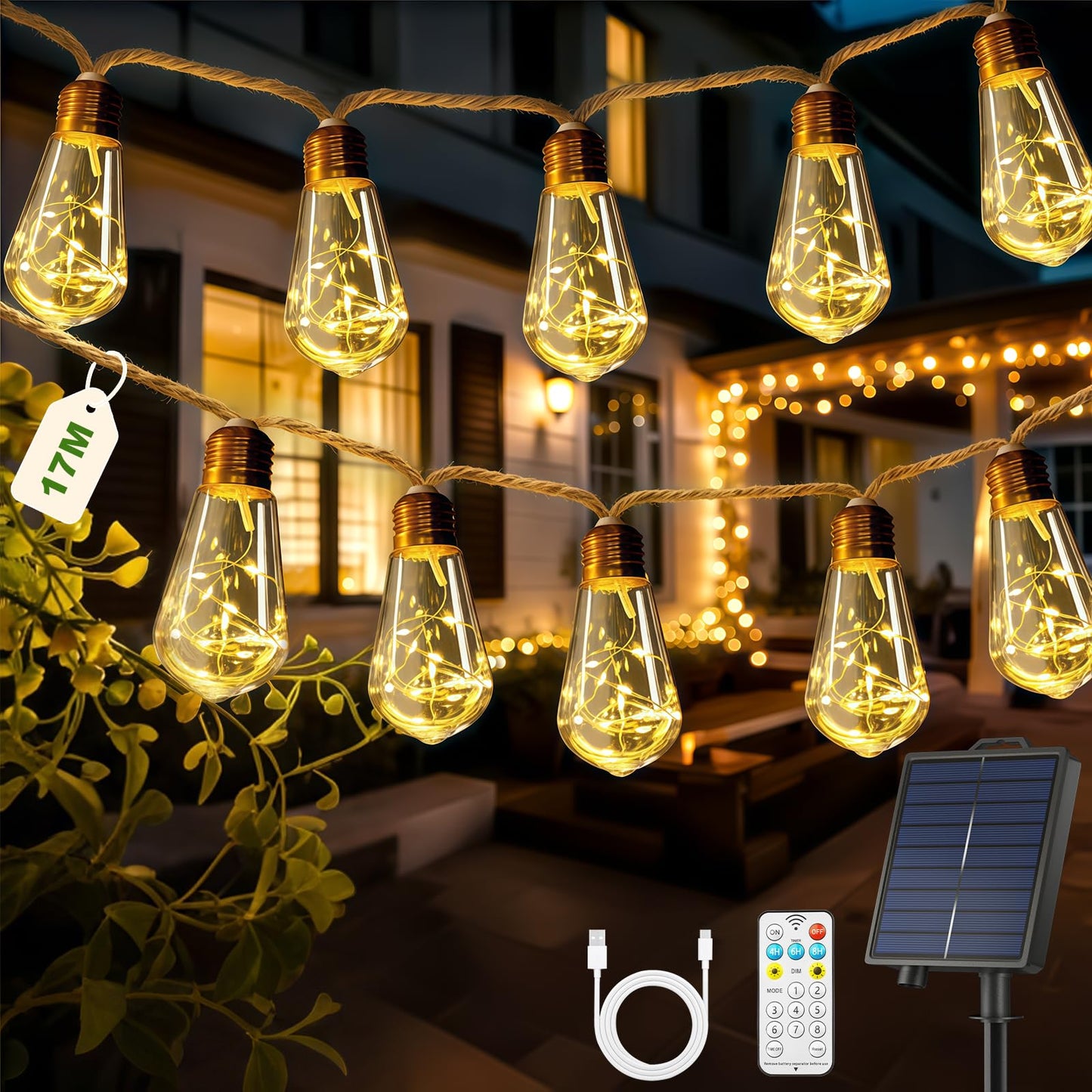 Solar Lichterkette mit 30 Glühbirnen S17, 17M