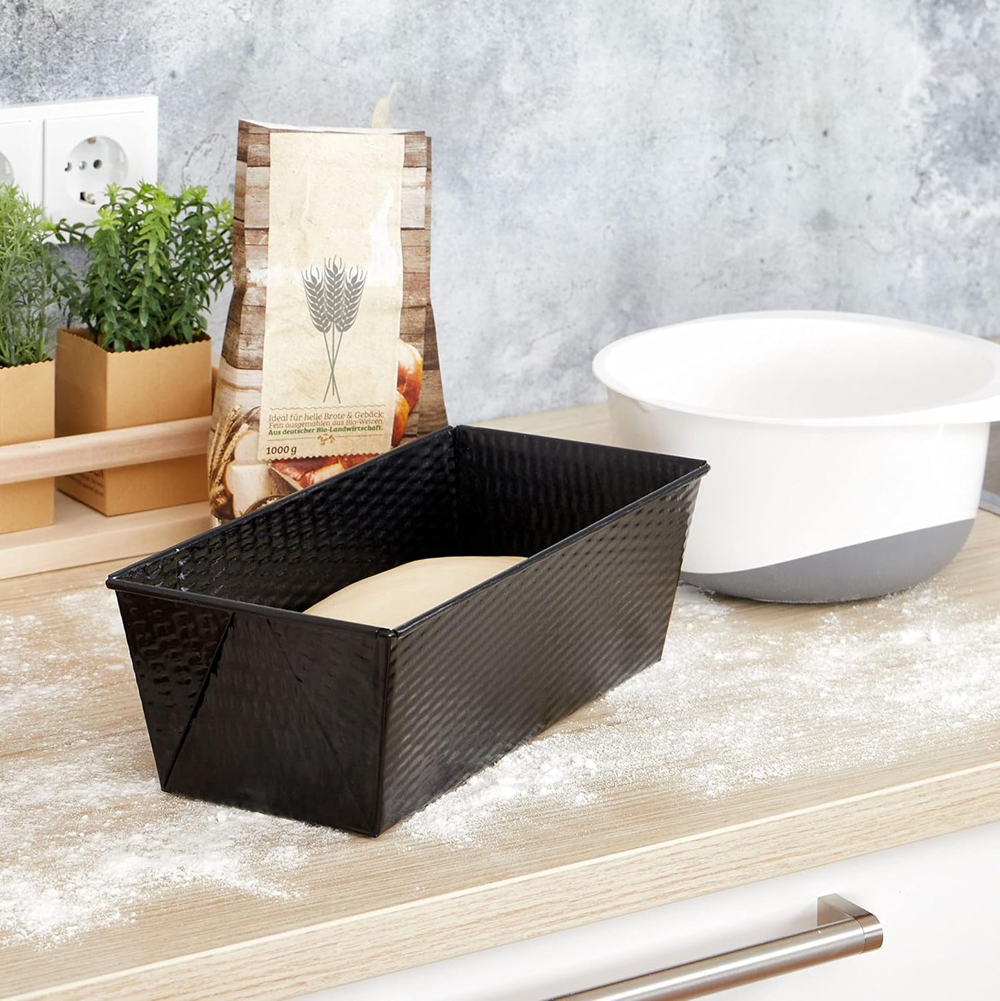 Sauerteigbeständige Kastenbackform (30 x 15 cm), 1x Kastenform groß, 30 x 15 x 10 cm