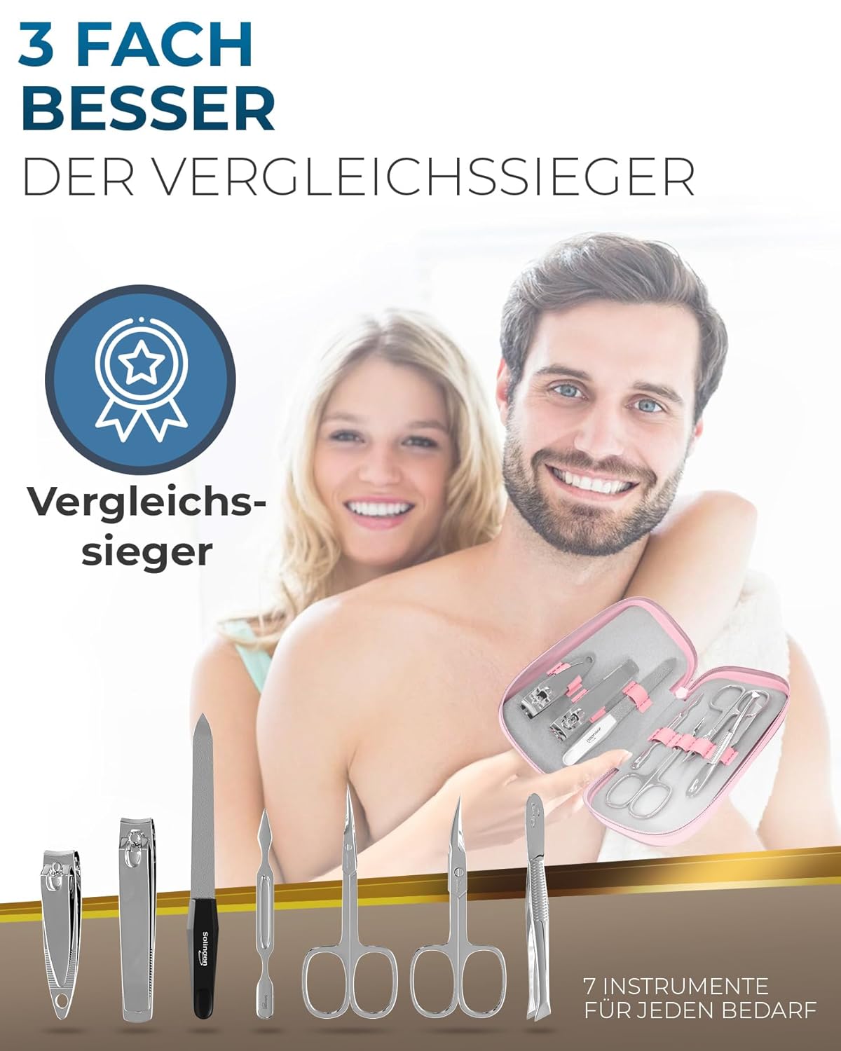 7-teiliges Maniküre-Set im Lederetui, 5. Rosa