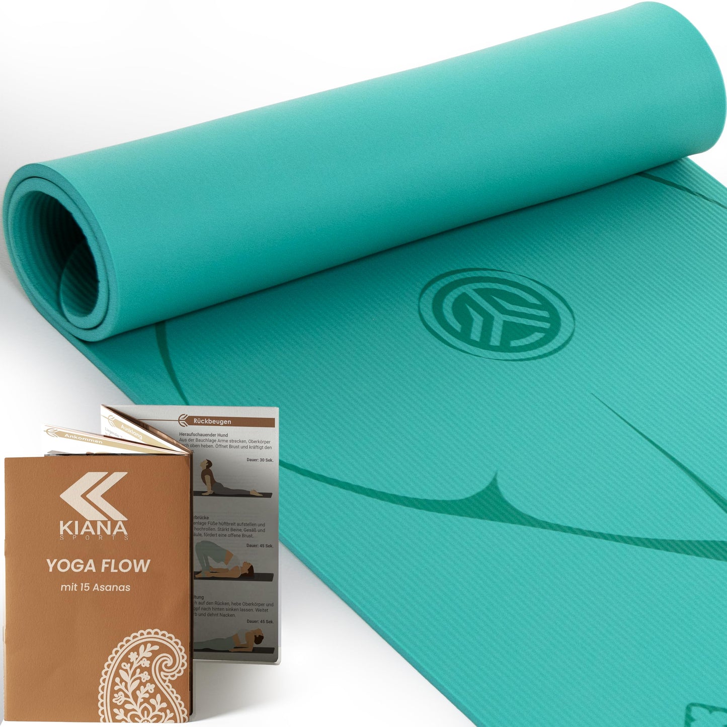 Rutschfeste Yogamatte, gelenkschonend (1,0 cm), Dünn (1,0 cm) Türkis
