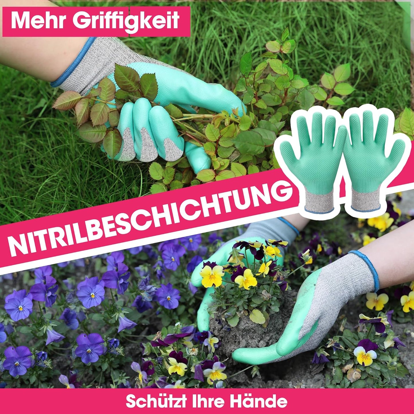 4-teiliges Gartenwerkzeug-Set, Rosa