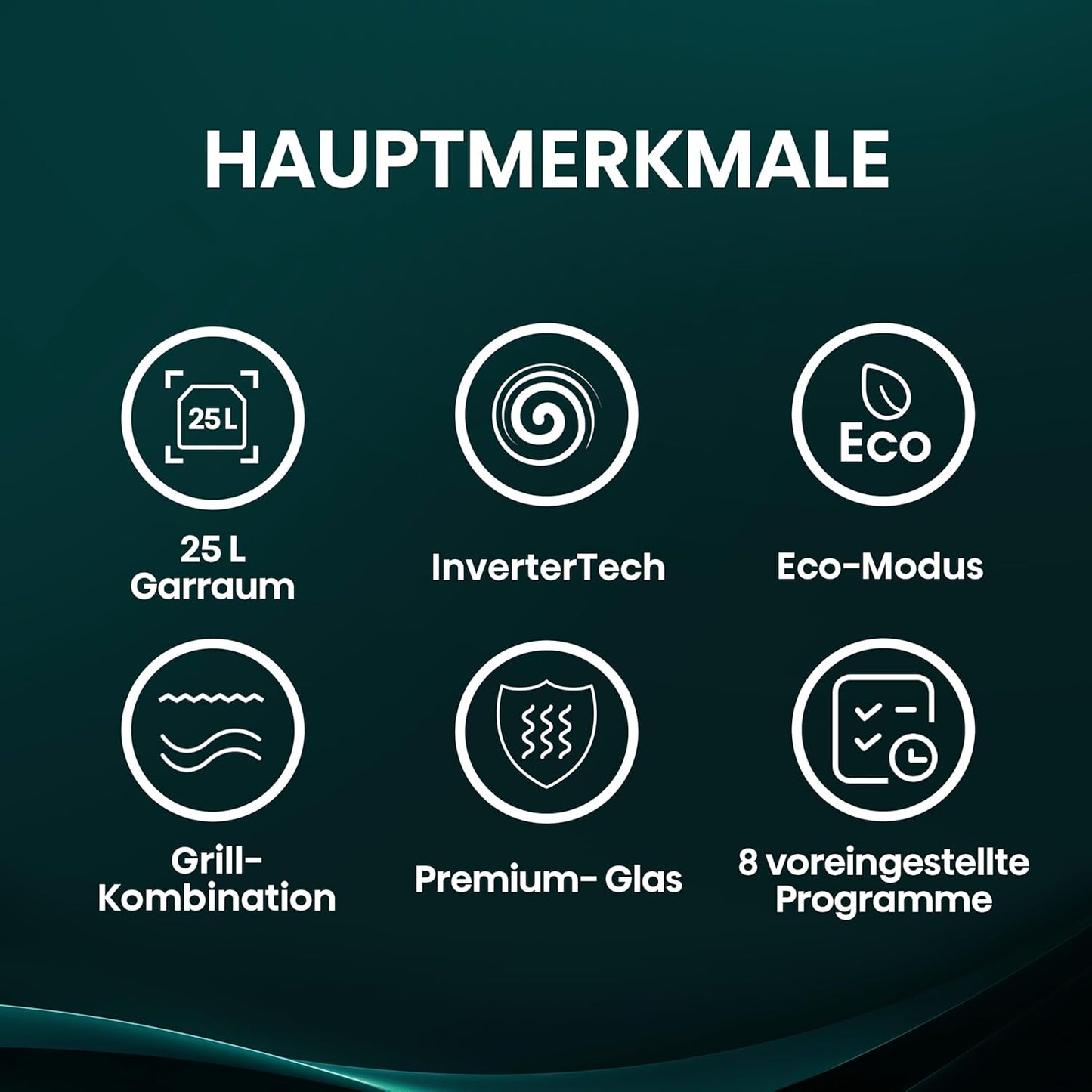 H25MOBS4HGI Mikrowelle mit InverterTech und Grillfunktion, 25 L Digitale Steuerung Mit InverterTech
