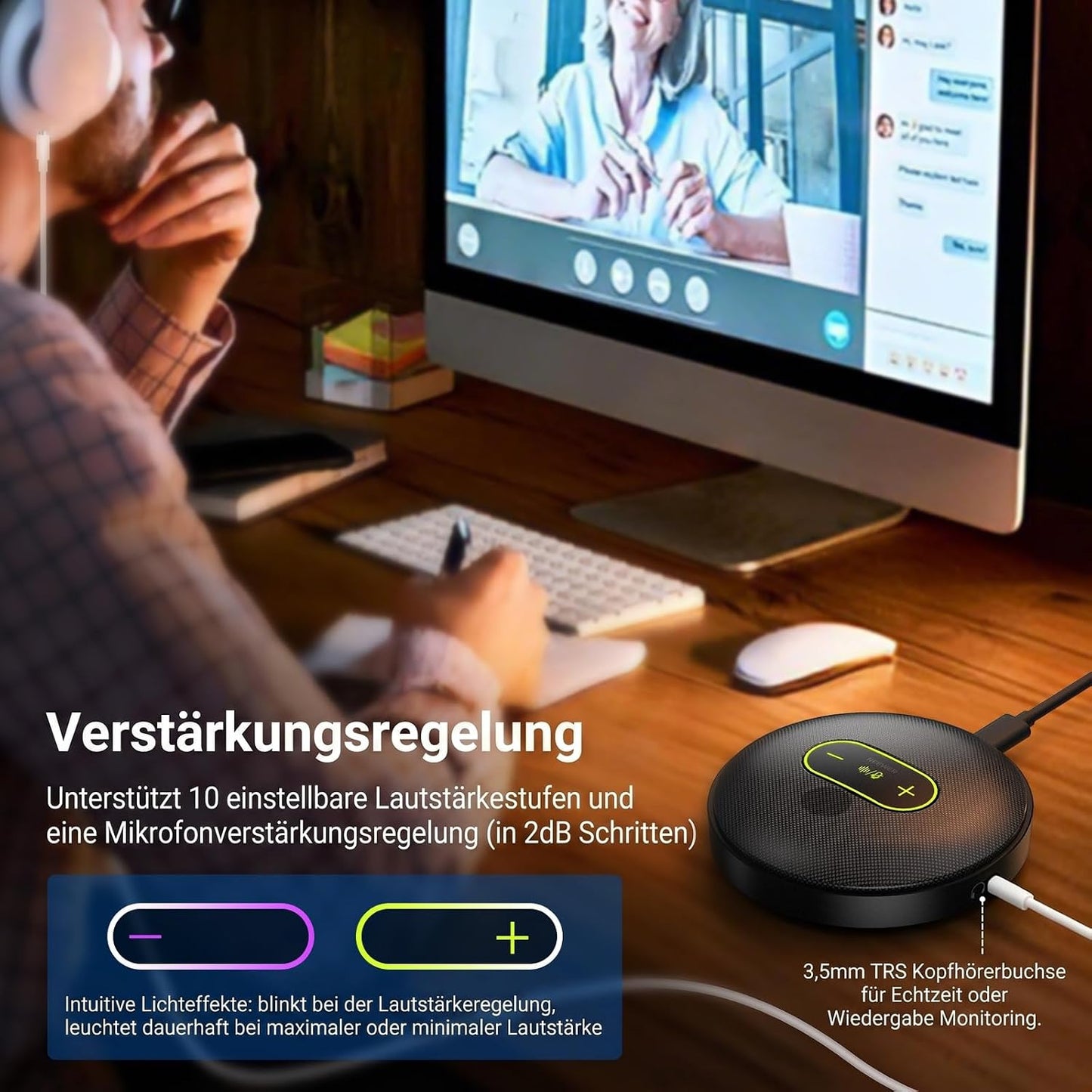 USB-Tischmikrofon mit Rauschunterdrückung, UM04