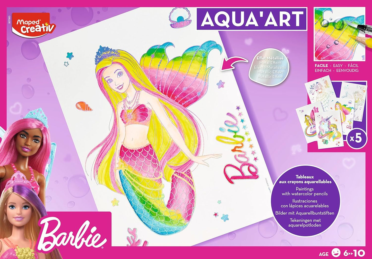 Ausmal-Set AQUA'ART BARBIE mit Aquarell-Stiften