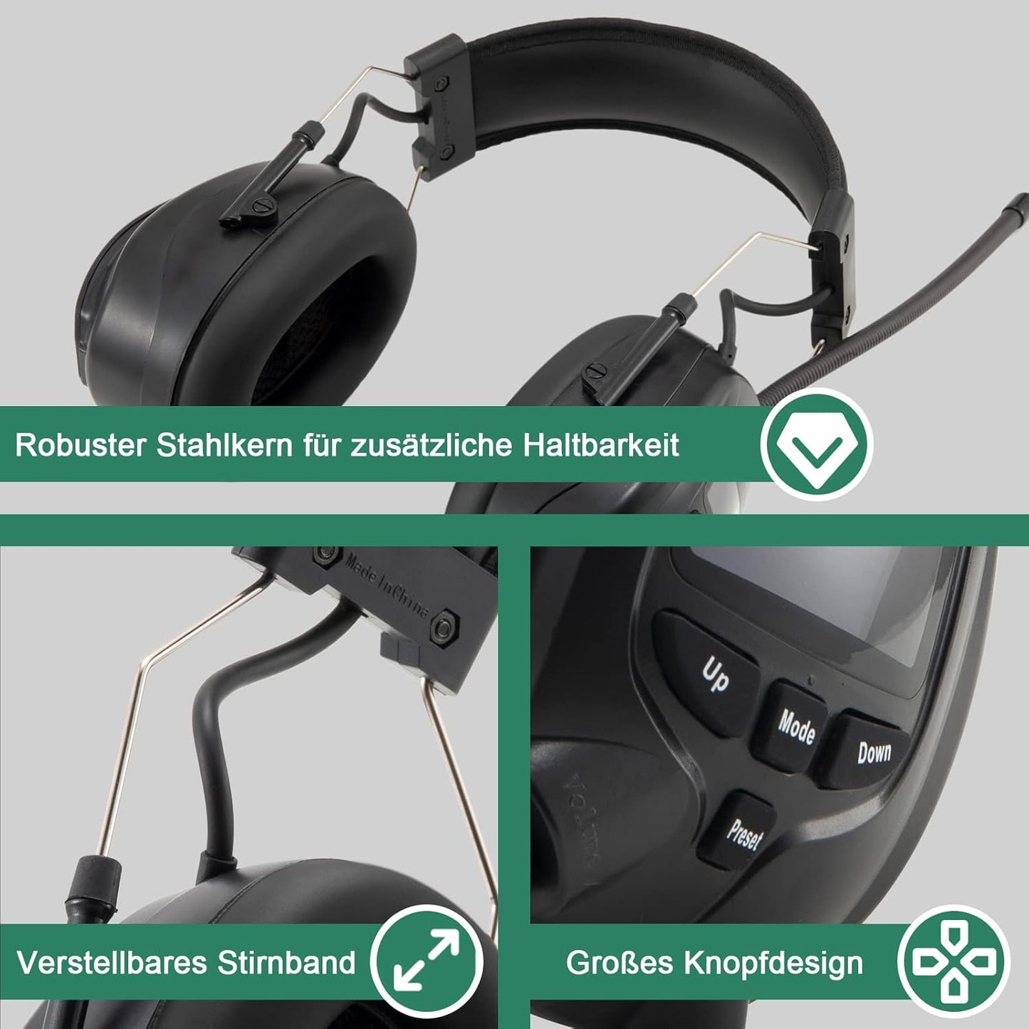 Bluetooth Gehörschutz mit Radio und Freisprechfunktion, Schwarz