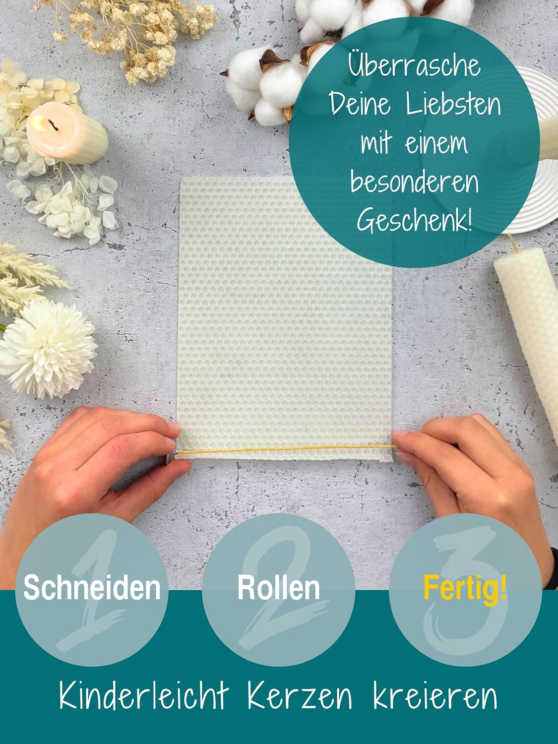 20er Set Bienenwachsplatten für Kerzenherstellung, Weiß | 20 x 15 cm
