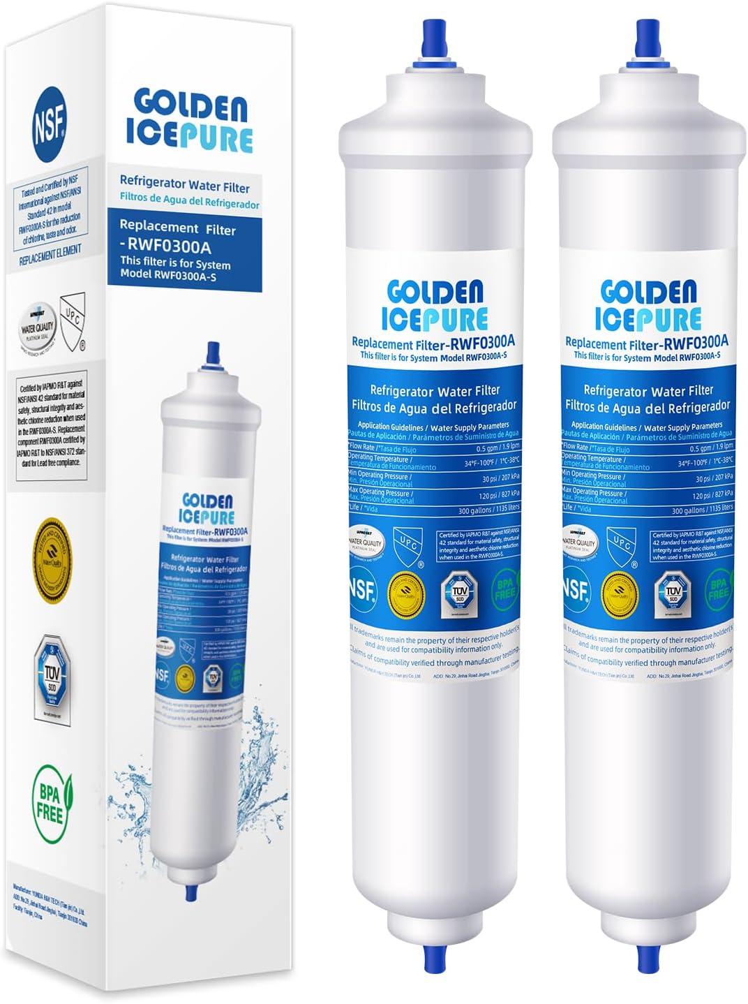 Wasserfilter für Kühlschränke, 2 Stück (1er Pack)