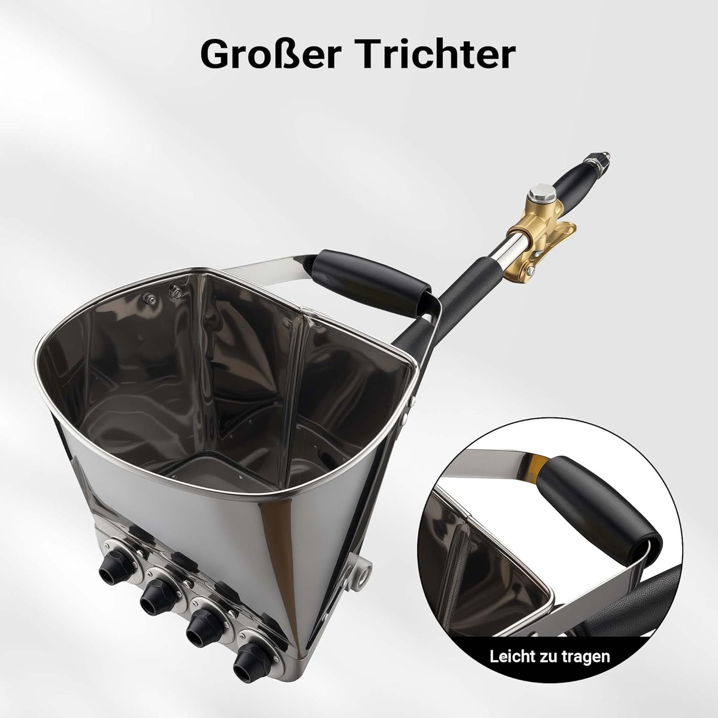 Verputzmaschine mit Putzpistole und Trichter
