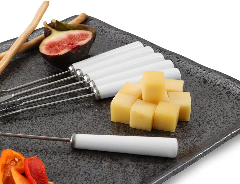 7-teiliges Käse-Servier-Set, Reactive Glaze Anthrazit, Schwarz 33cm