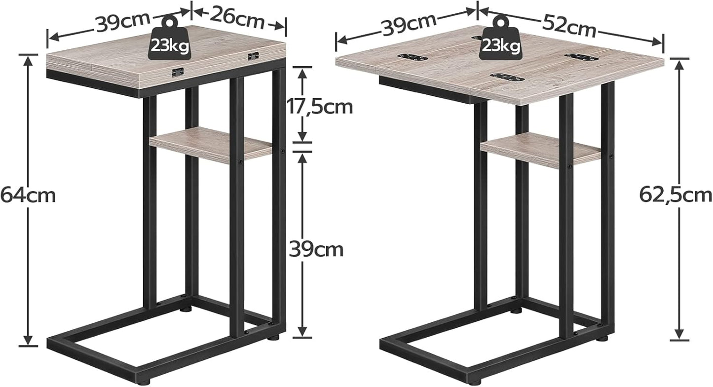 C-Form Beistelltisch EBG29SF01, klappbar, Greige + Schwarz