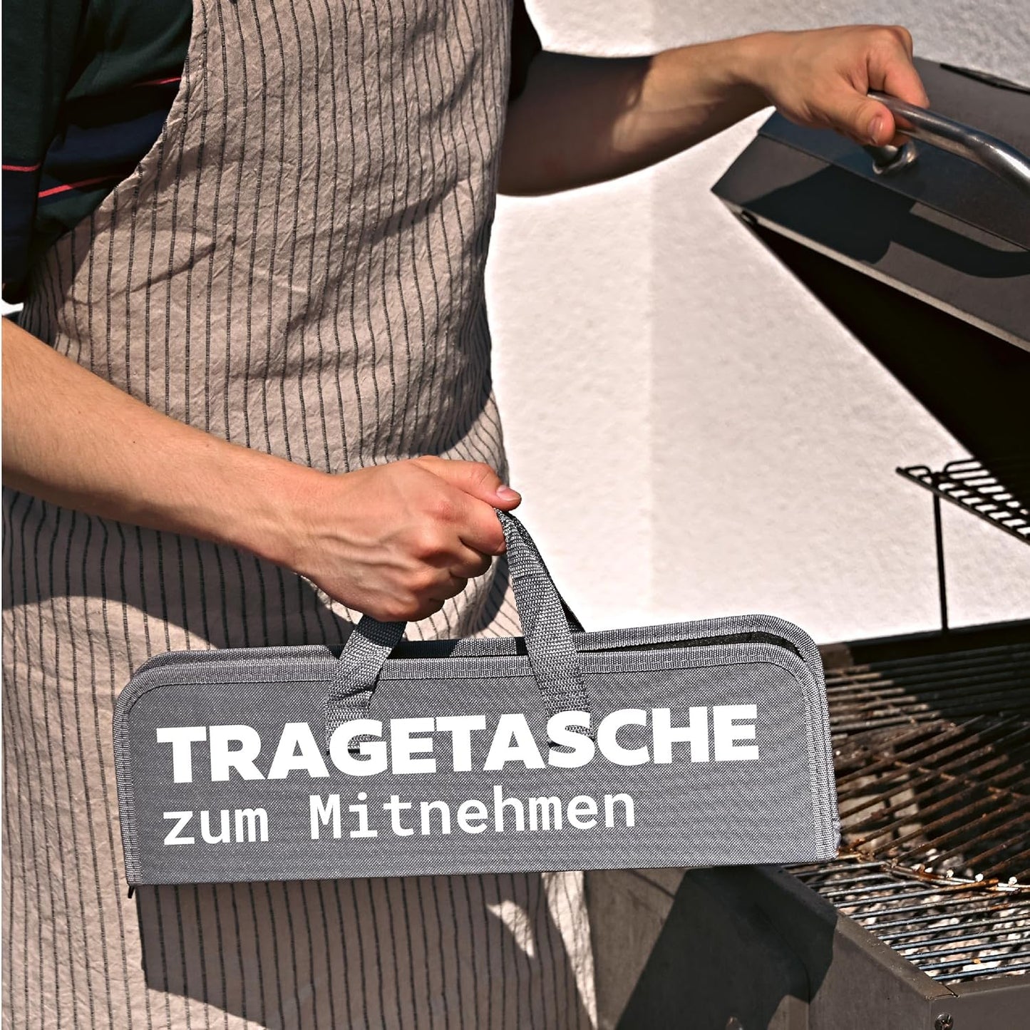 4-teiliges Grillbesteck-Set mit Tragetasche