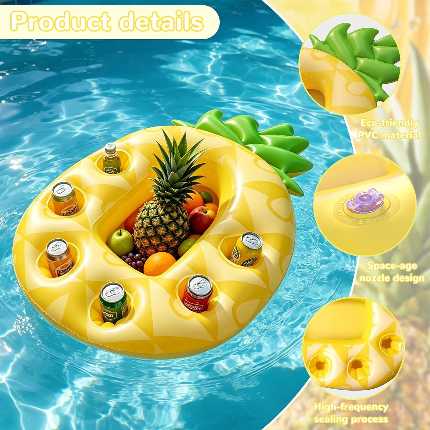 Aufblasbare Ananas Poolbar mit Getränke- und Snackhalter, Ananas
