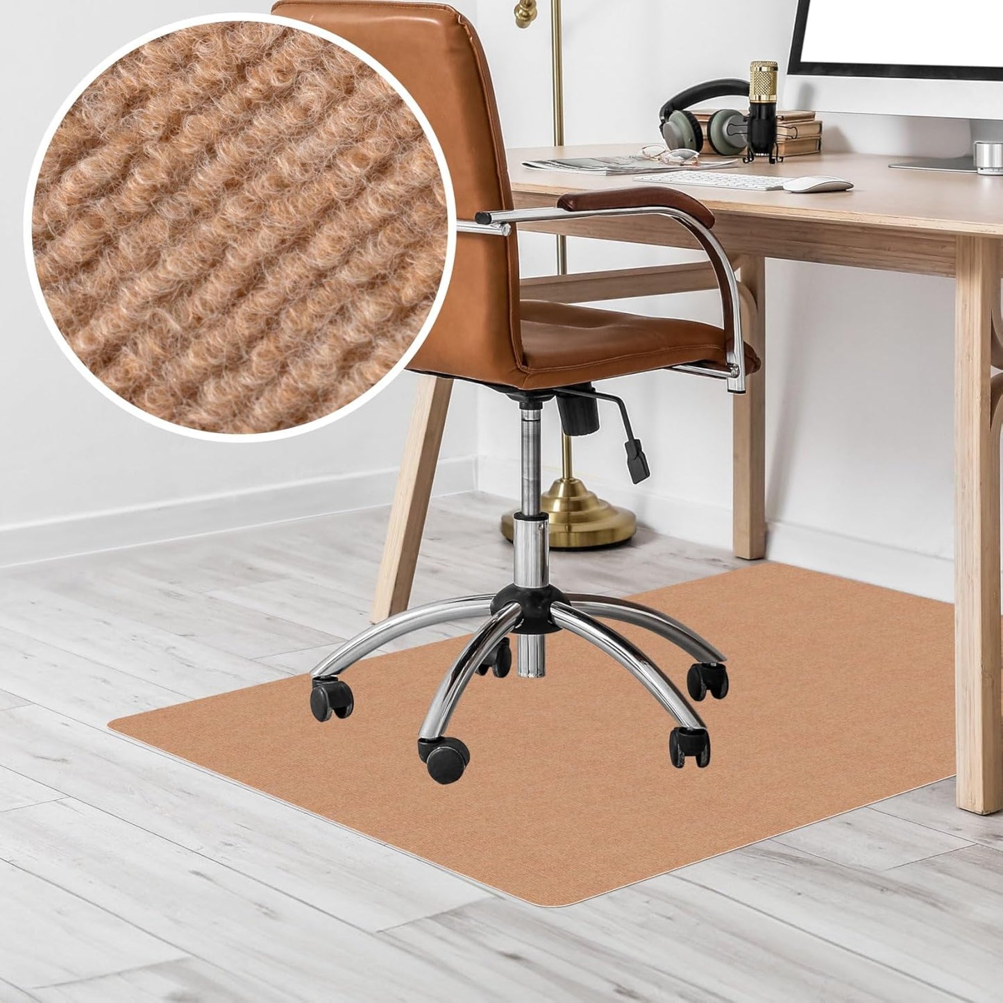 Selbsthaftende Bodenschutzmatte für Bürostuhl, 120 x 150 cm Hellbraun