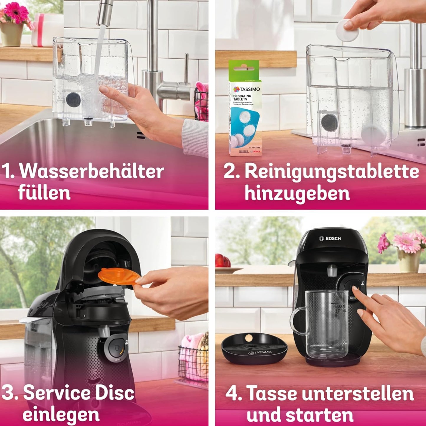 Kapselmaschine Tassimo happy friendly, Schwarz Inkl. Entkalker