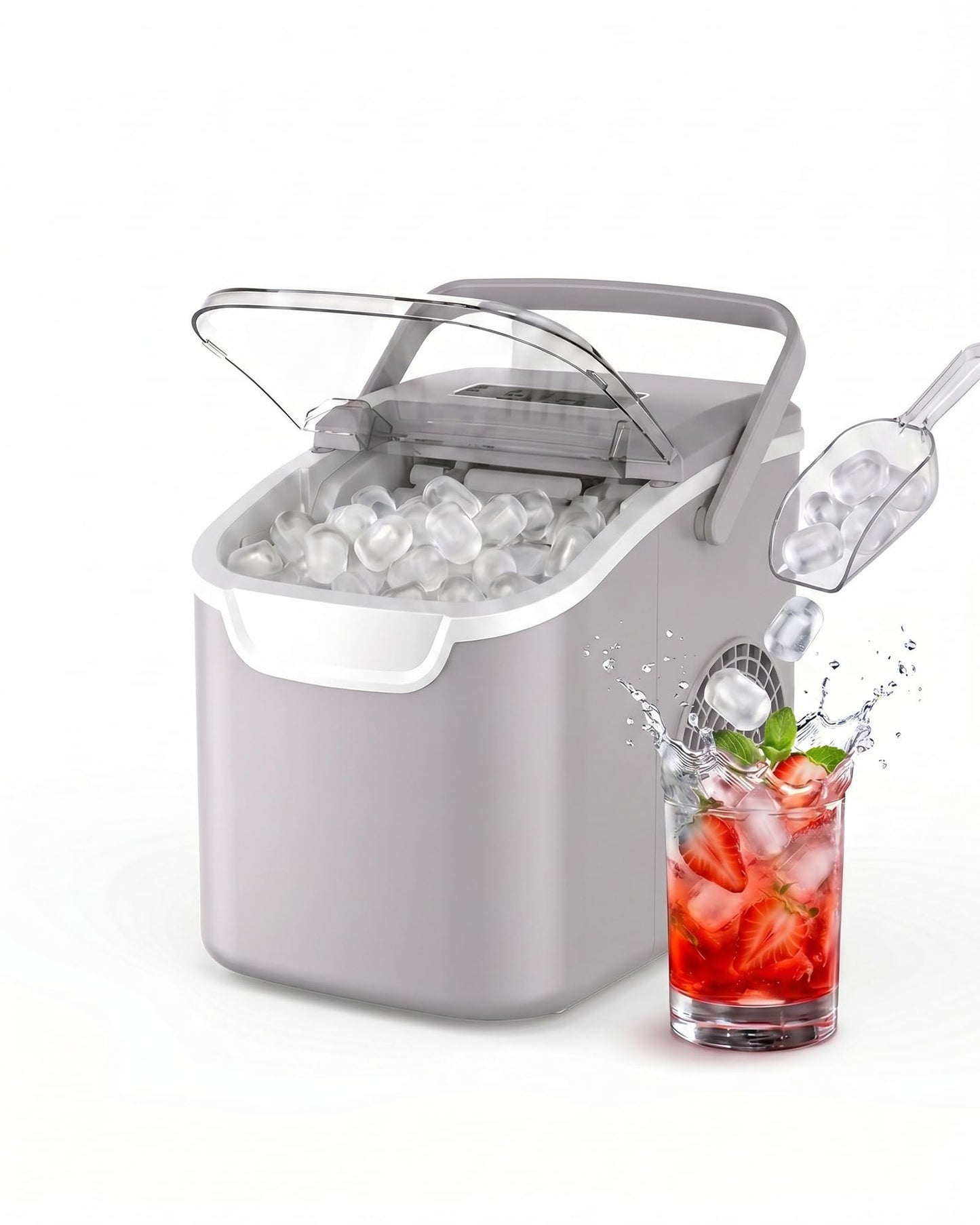 Eiswürfelmaschine mit Selbstreinigung, Kühlgrau