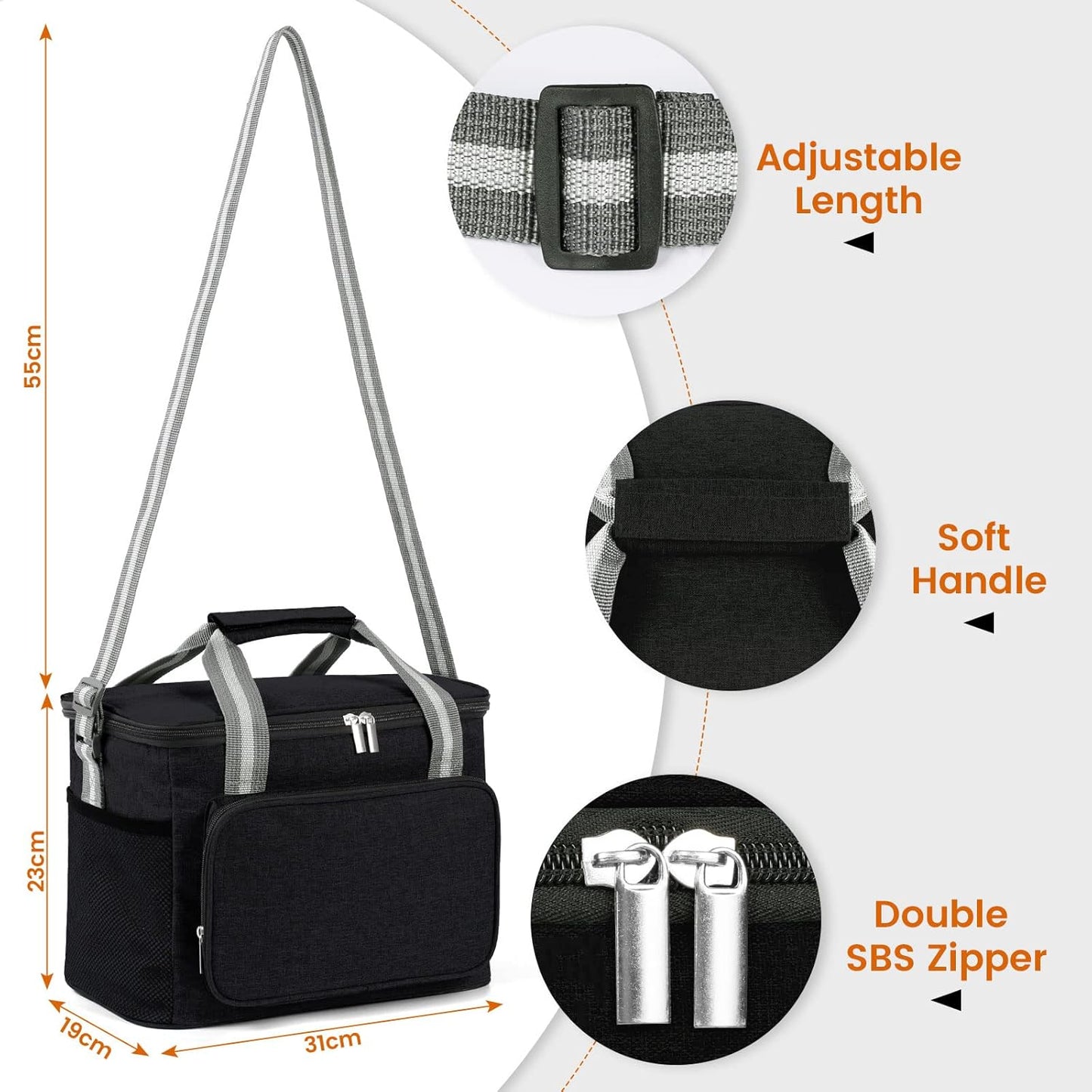 Faltbare Kühltasche, 15L / Schwarz