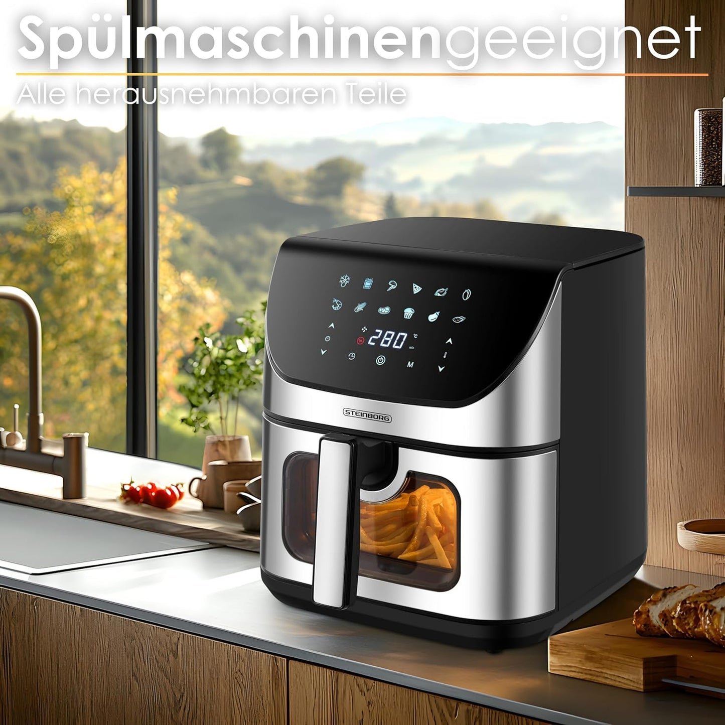 4-in-1 Heissluftfritteuse 8L