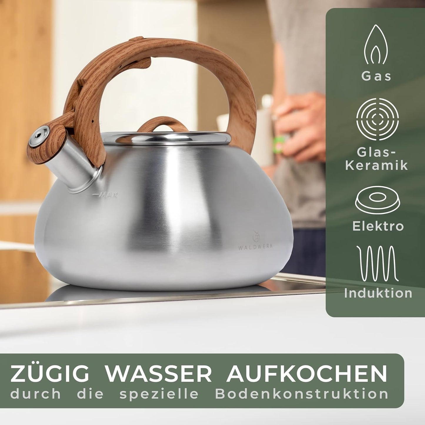 Wasserkessel, 2.3 Liter, Edelstahl & Kunststoff