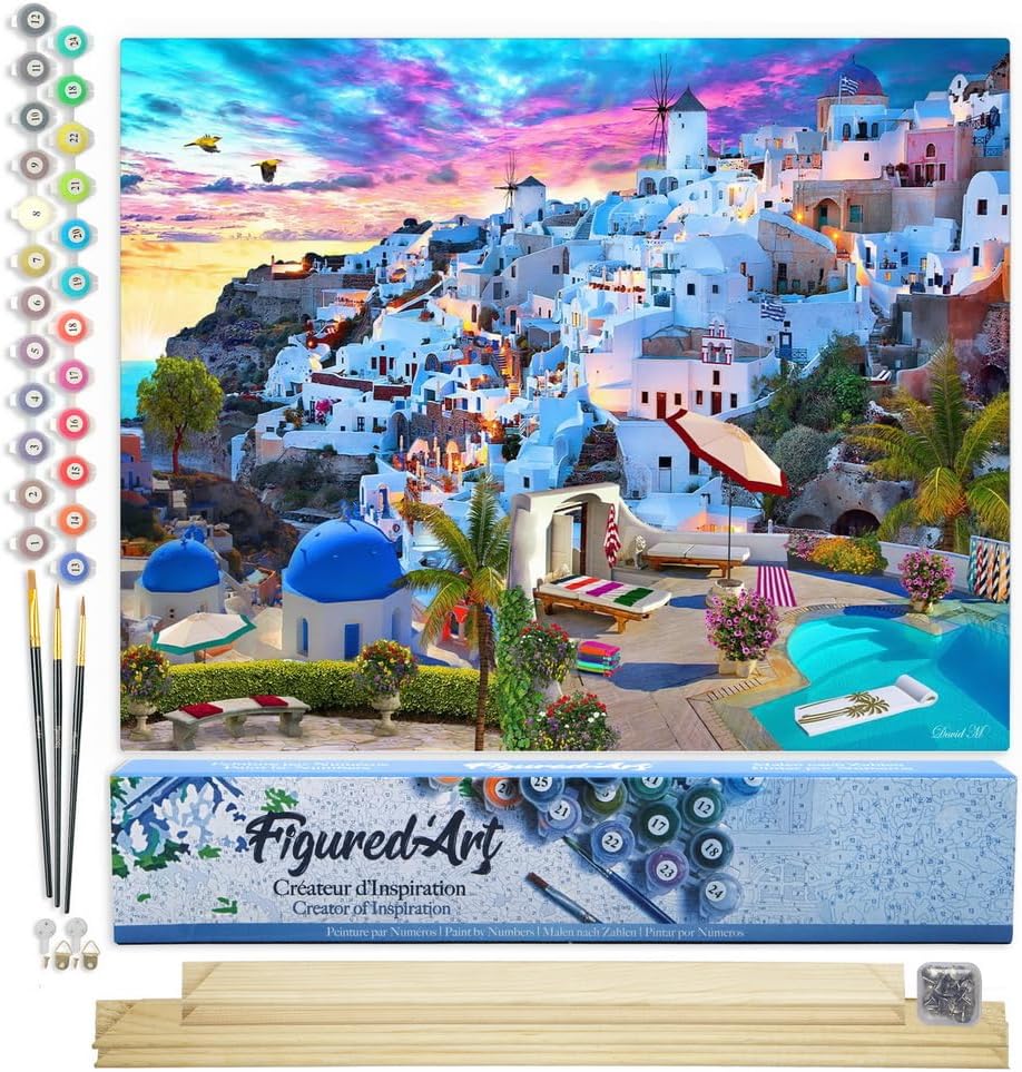 Malen Nach Zahlen Set - Santorini, Santorini 40x50cm Mit Keilrahmen (nicht gespannt)