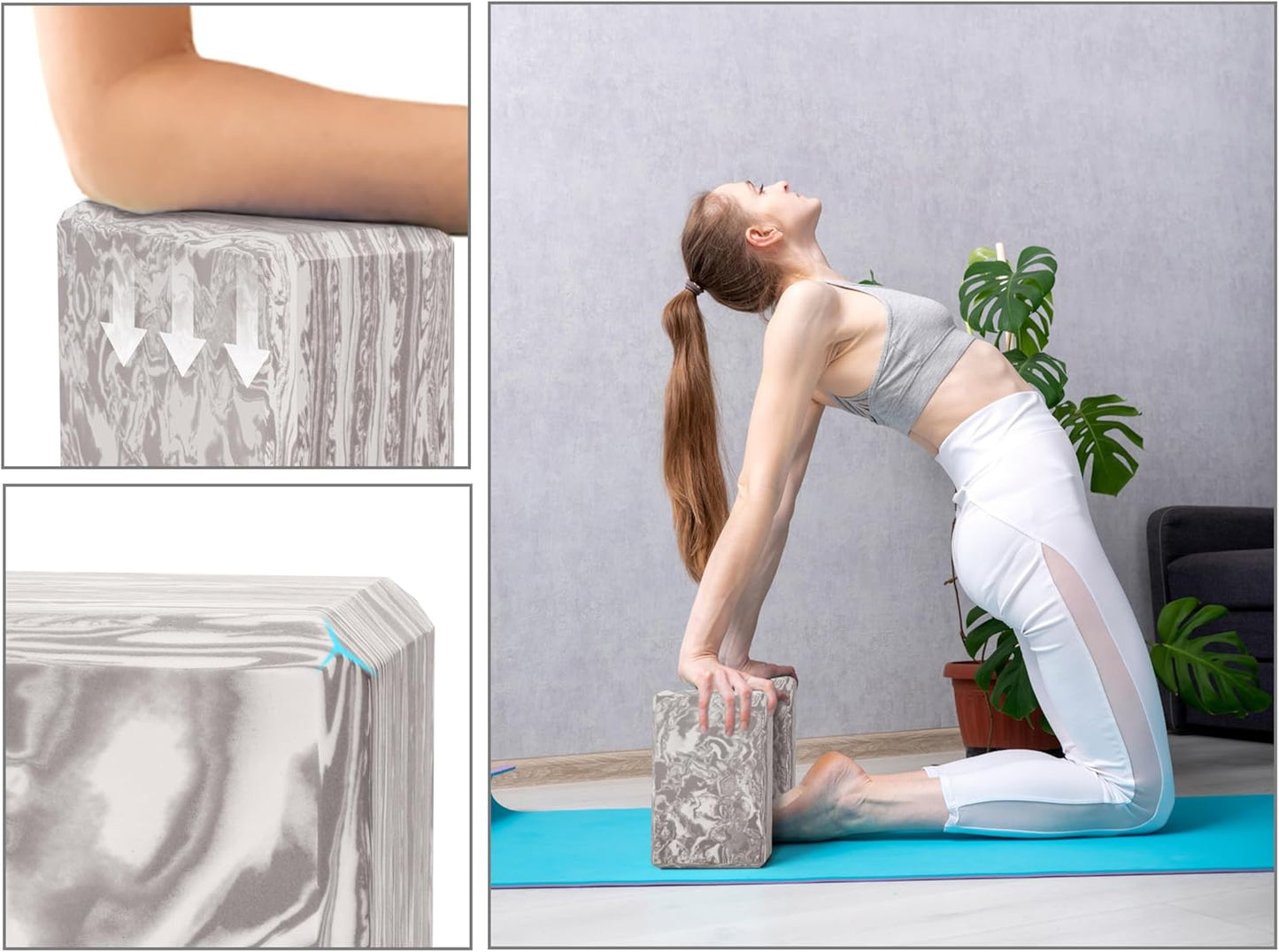Yoga-Blöcke, 23 x 15 x 7.5 cm Marmor
