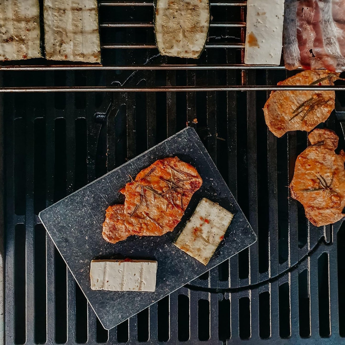 Lavastein-Steakbrett mit Servierplatte, 1 Set - Weiss – Weiss