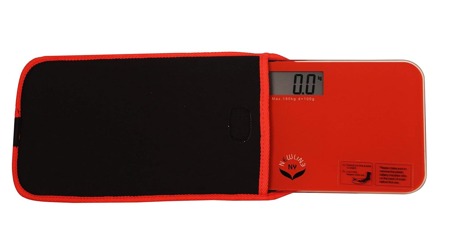 Mini Personenwaage mit Reisetasche, Rot Orange