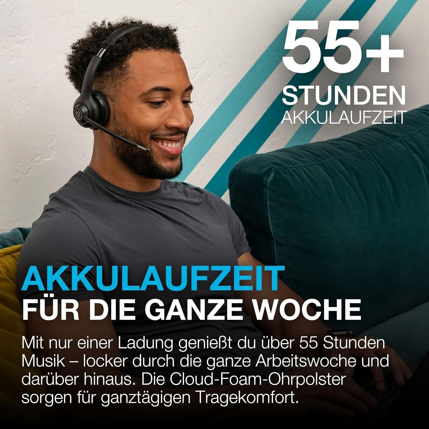 Kabelloses On-Ear Headset mit Mikrofon und USB-C, Go Work 2nd Gen