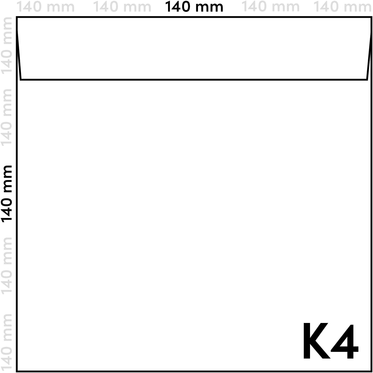 Quadratische Umschläge, haftklebend, Weiss (14x14cm) HK 500 Stück