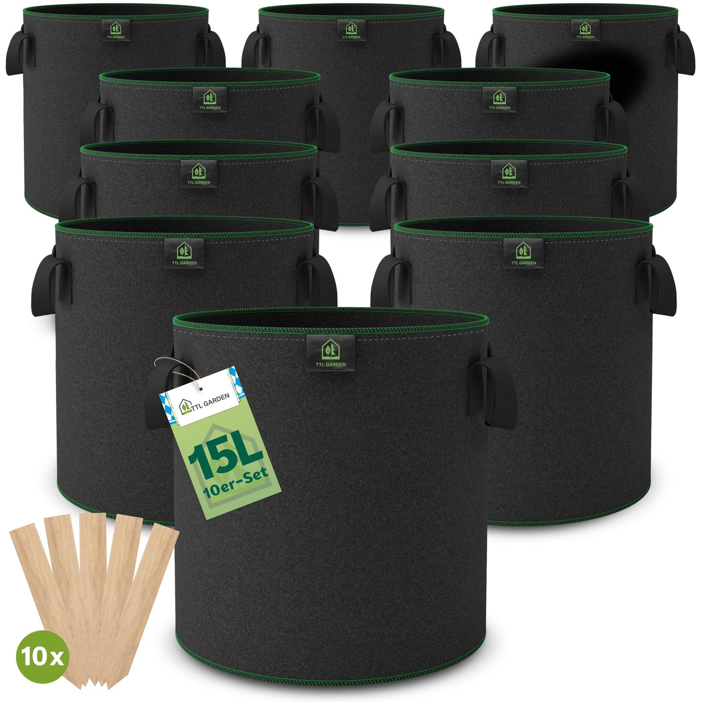 10er-Set Pflanzsack, 15L, 15 Liter Allrounder 10