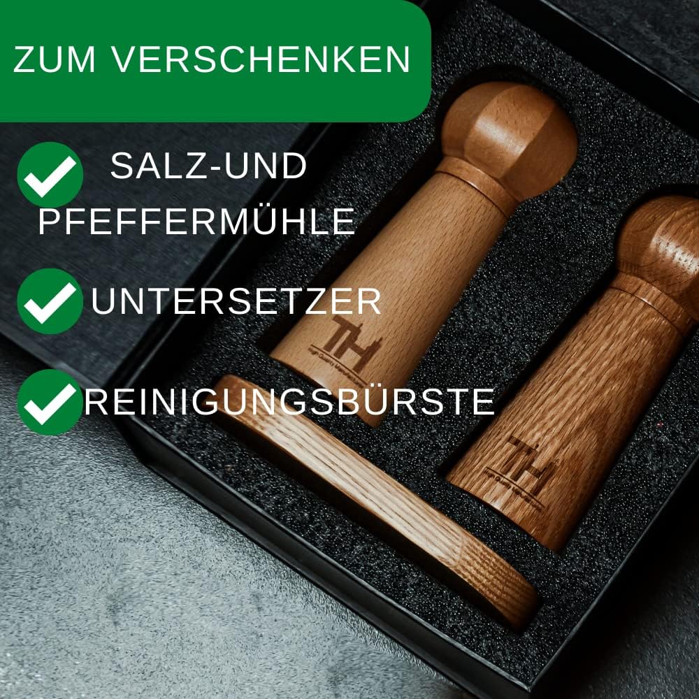 Salz- und Pfeffermühlen-Set mit Keramikmahlwerk, 24cm Eiche